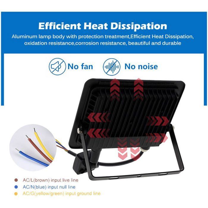 50W Projecteur LED Exterieur Detecteur de Mouvement,5000LM Super Lumineux Projecteur LED Exterieur,6500K Blanc froid Spot LED,IP66