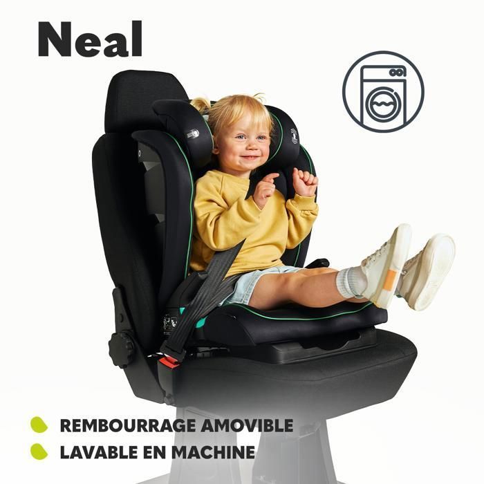 LIONELO Neal i-Size 2/3 Bilbarnstol - ISOFIX - Bred sits - Ventilerad - Liggbar - 100-150 cm - Turkos