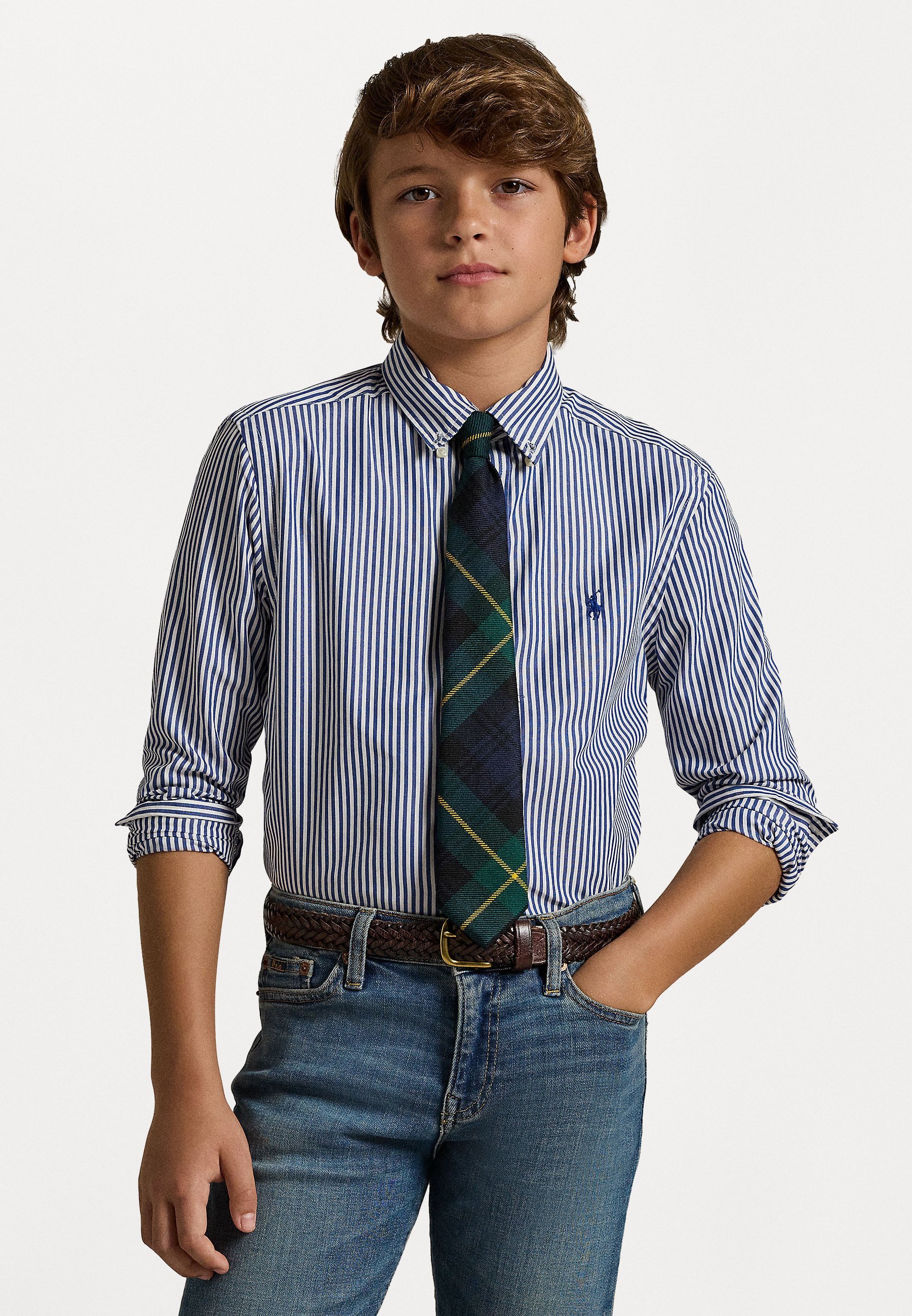 Chemise rayée en popeline de coton Polo Ralph Lauren - marine/blanc