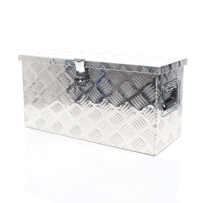 XPOtool Coffre de camion en Aluminium – 60 x 25 x 30 cm – Étanche avec Serrure, 2 Clés et Couvercle Large en saillie – Boîte à outil