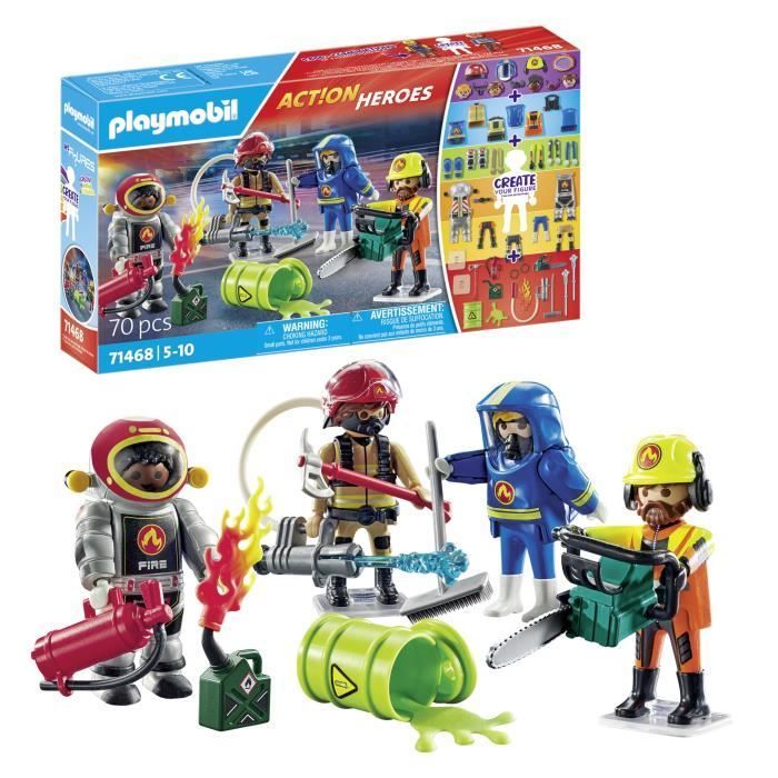 PLAYMOBIL 71468 Meine Figuren: Hochrisikoberufe – mit vier Feuerwehrfiguren – Feuerwehrleute – ab 5 Jahren