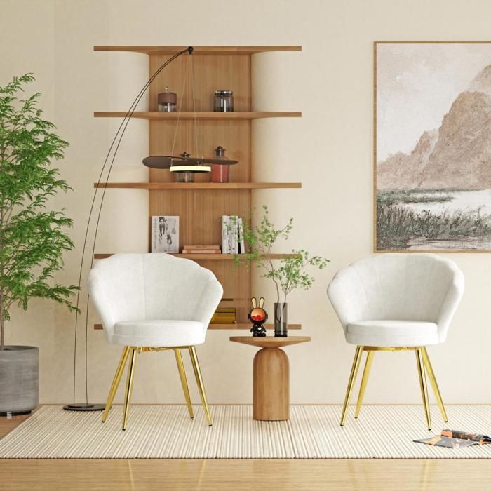 Lot de 1 Chaise Salle à Manger en Velours Moderne-MENGDA-Avec dossier-Pieds en métal-Capacité maximale de 200kg-Blanc