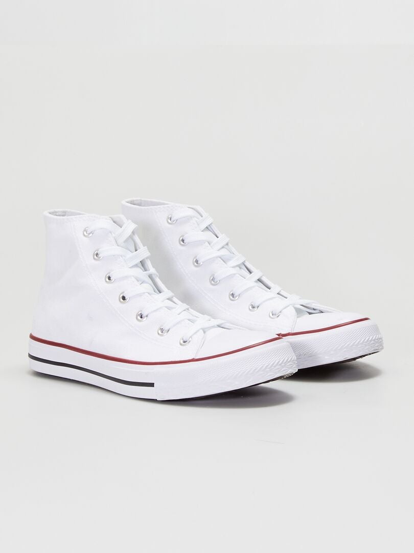 Hoge canvas sneakers - wit