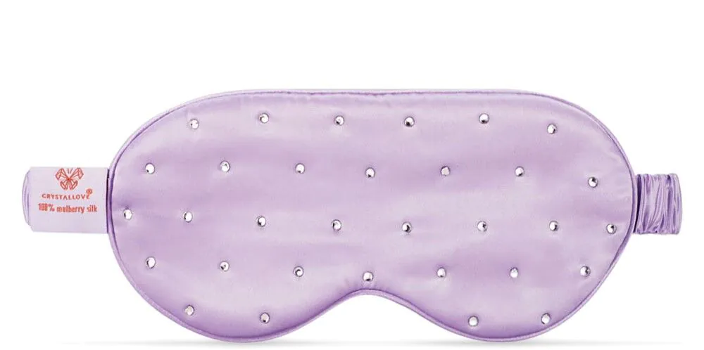 Crystallove Opaska Na Oczy z Jedwabiu z Kryształkami Lilac