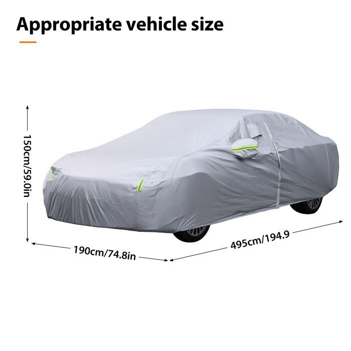Voiture Housse de Protection Auto Oxford Couverture Imperméable pour Cabine,Anti UV Neige Poussière,495x190x149cm