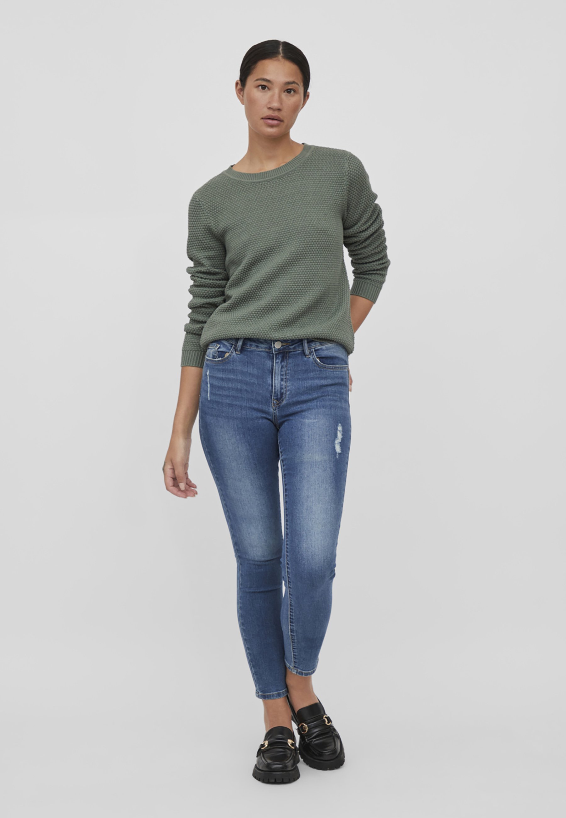 VILA VIDALO O-IZREZ L/S - NOOS - Pulover - lovorjev venec