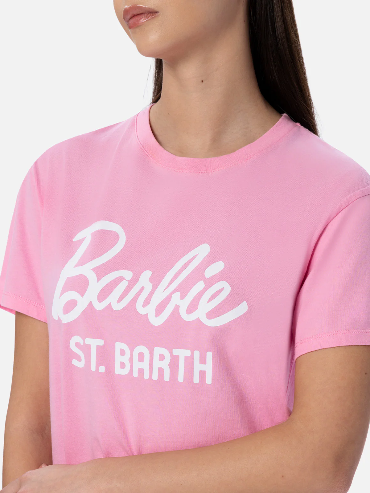 T-shirt girocollo in jersey di cotone da donna Emilie con stampa Barbi