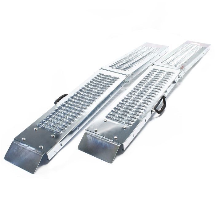 2 rampas de carga plegables de acero galvanizado para motocicletas, ATV, quads, barandillas de protección contra colisiones, 160 x 22,5 cm, 400 kg - 30323