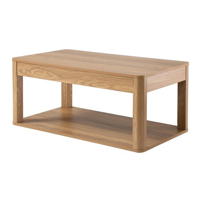 CALICOSY - Table basse avec 2 plateaux rectangulaires effet bois L90 cm - CELIA - Bois clair
