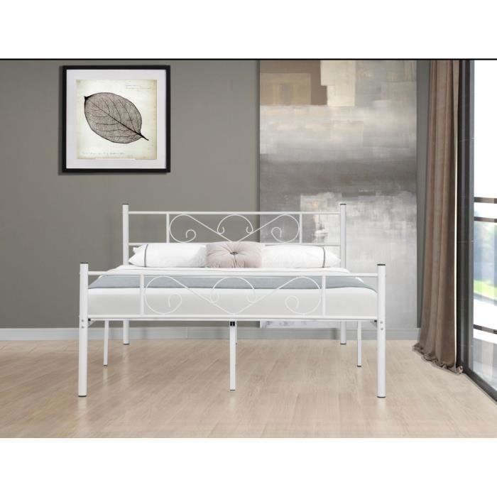 Cama de metal - SIN MARCA - HOLA 160 X 200 CM - Somier de láminas - Estilo industrial - Loft
