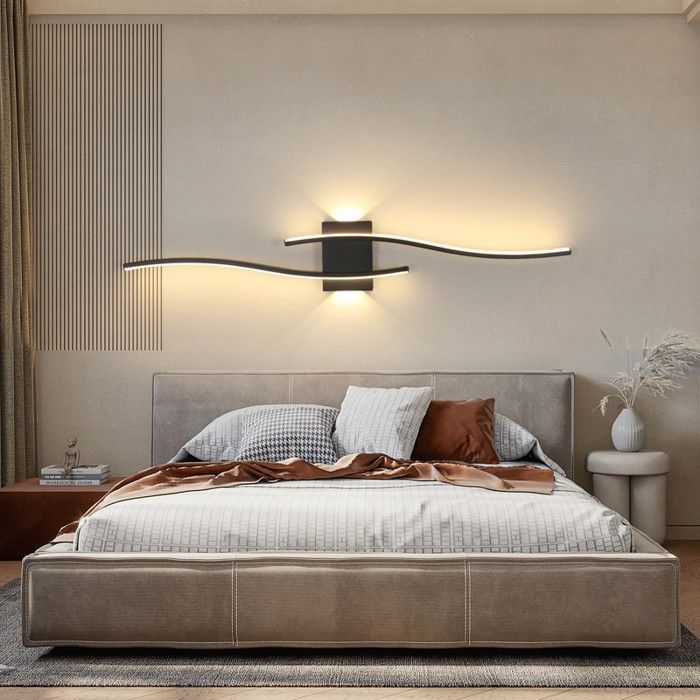 2 Applique Murale LED Moderne,Design Incurvée,Rechargeable, Température 3000-6000k Réglable,Télécommande pour Chambre/Salon/Entrée