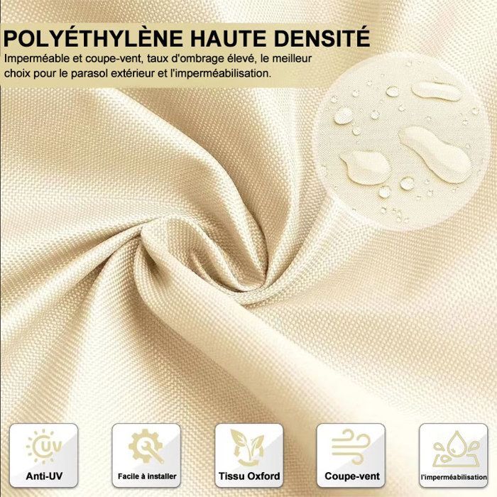 Voile D'ombrage Lmperméable 3x4m - Rectangulaire - 420D Tissu Oxford 95% UV Protection - HYKJSIDE - Indéchirable Toile Ombrage