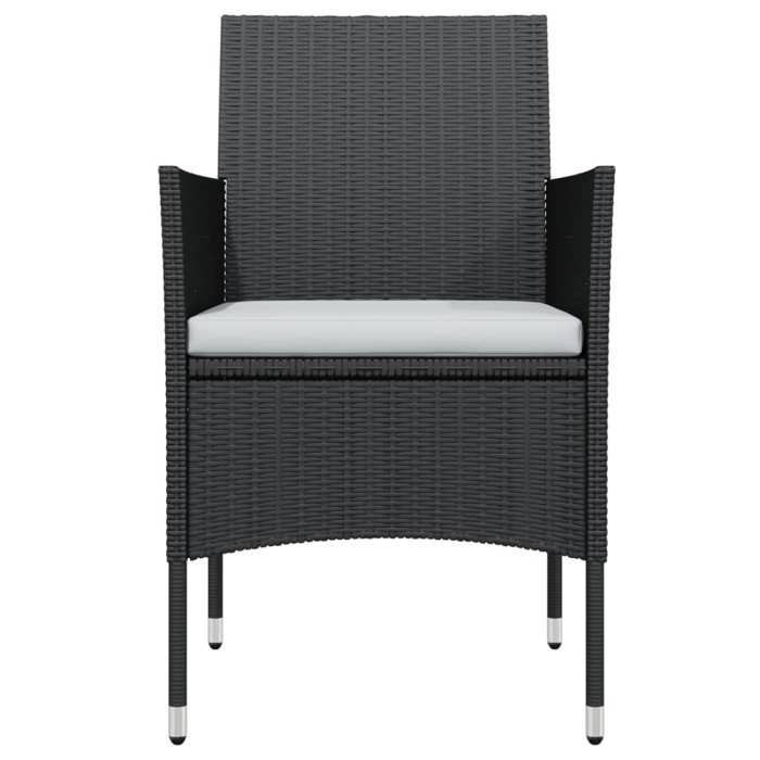 Garden dining set - vidaXL - 7 pieces - Black - Wicker resin - Powder-coated steel - Glass