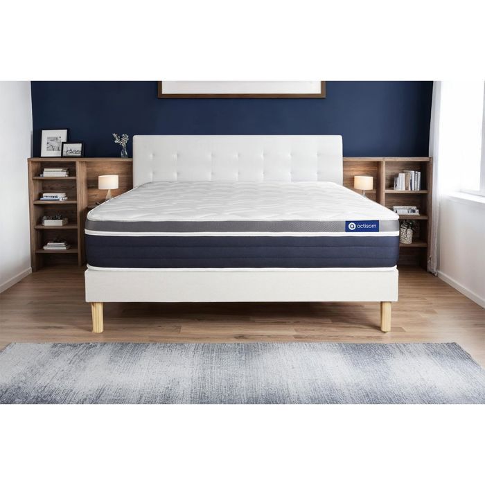 Mattress and Bed Base Set 200x200 cm - White Bed Base (assembly required) - Actiflex Comfort