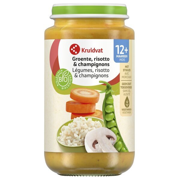 Kruidvat 12+M Bioloģisko dārzeņu, risotto un sēņu maltīte<br>250g