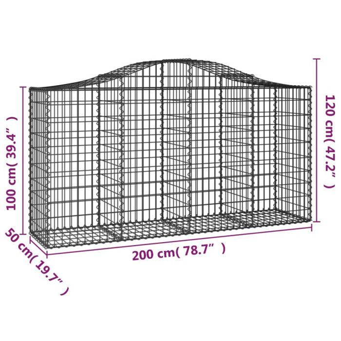 vidaXL Panier de Gabions Arqué Cage à Gabion Mur de Gabion Panier à Pierre Gabion pour Pierre Jardin Patio Extérieur 153395