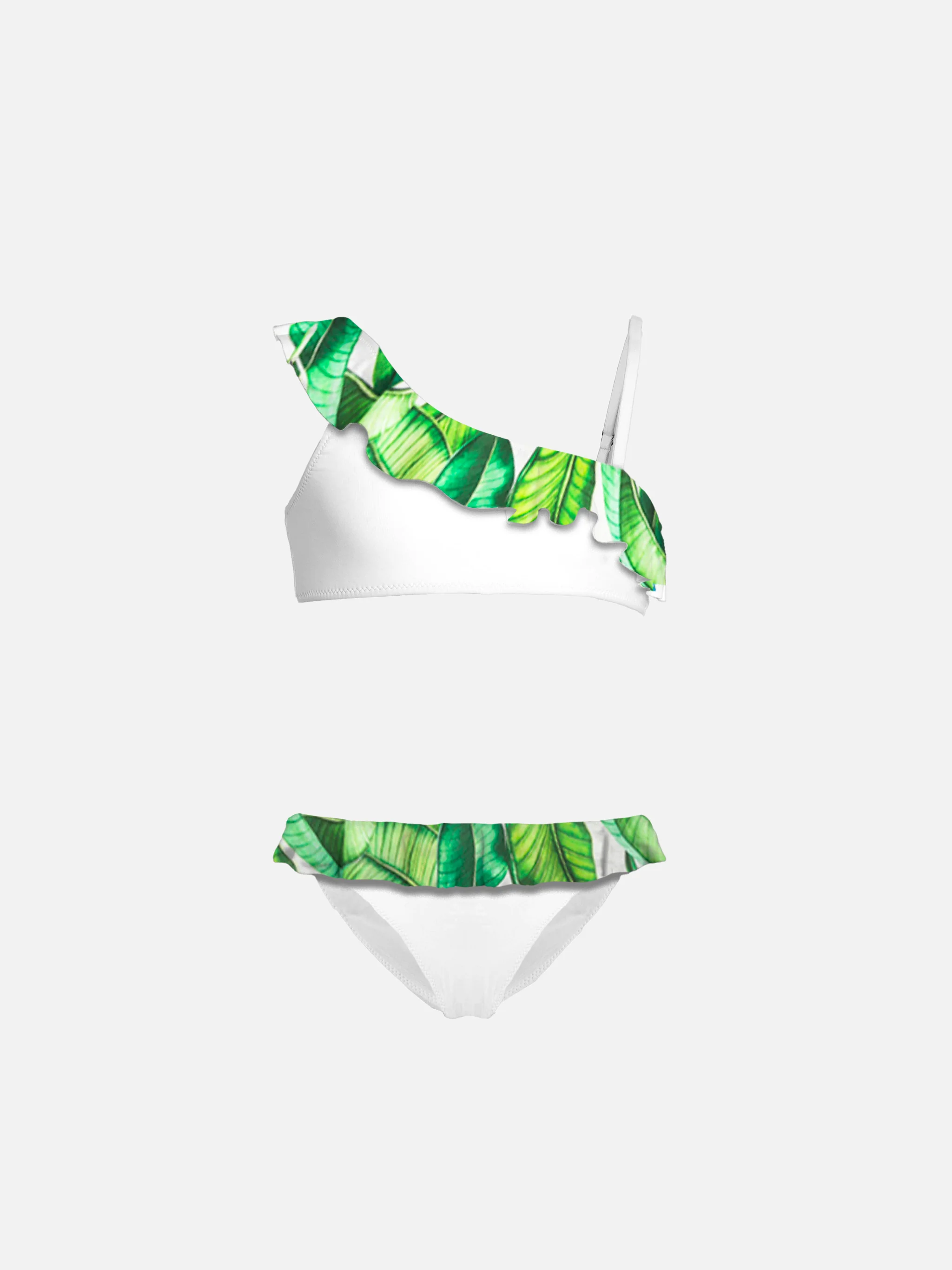 Bikini met één schouderband en ruches voor meisjes