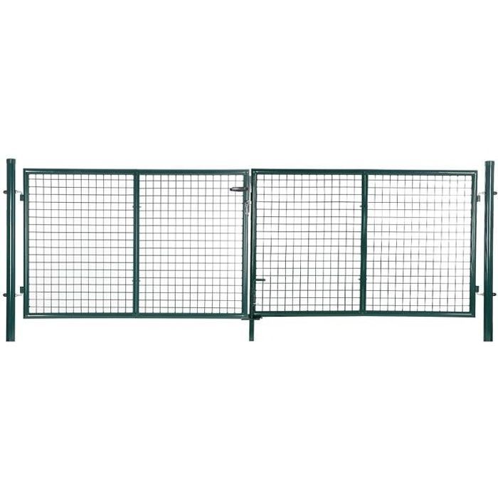 Puerta de jardín SONGMICS, puerta de valla, puerta de jardín, con cerradura y 3 llaves, 90 x 310 cm, verde GGD300G