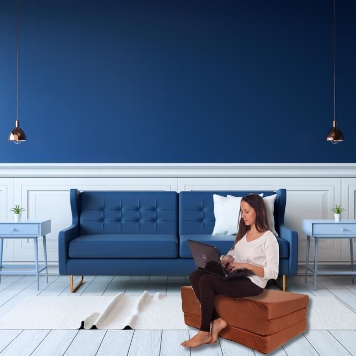 Matelas Pliable 190x90x8 cm Fauteuil futon chauffeuse - Natalia Spzoo - 90x190 cm - Marron clair