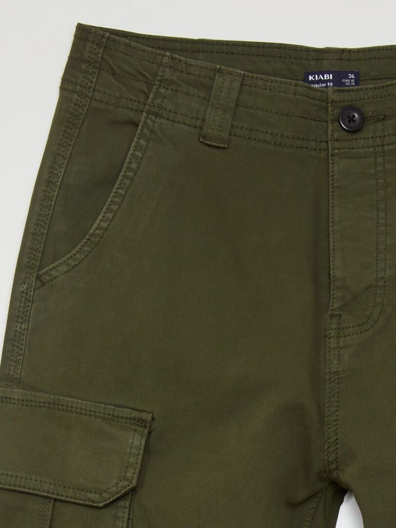 Rechte broek met zijzakken - KHAKI