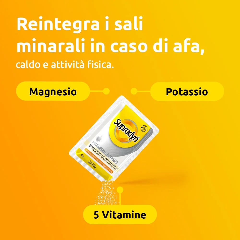 Supradyn Suplemento alimentar com magnésio e potássio 24 sachês Vitaminas e minerais