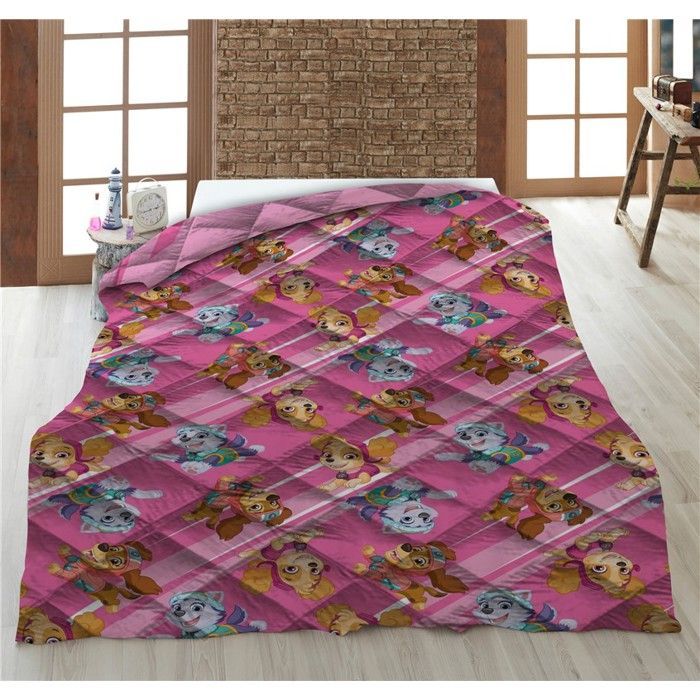 Edredom infantil - Patrulha Canina - Rosa - 140x200 cm - Poliéster - Lavável à máquina
