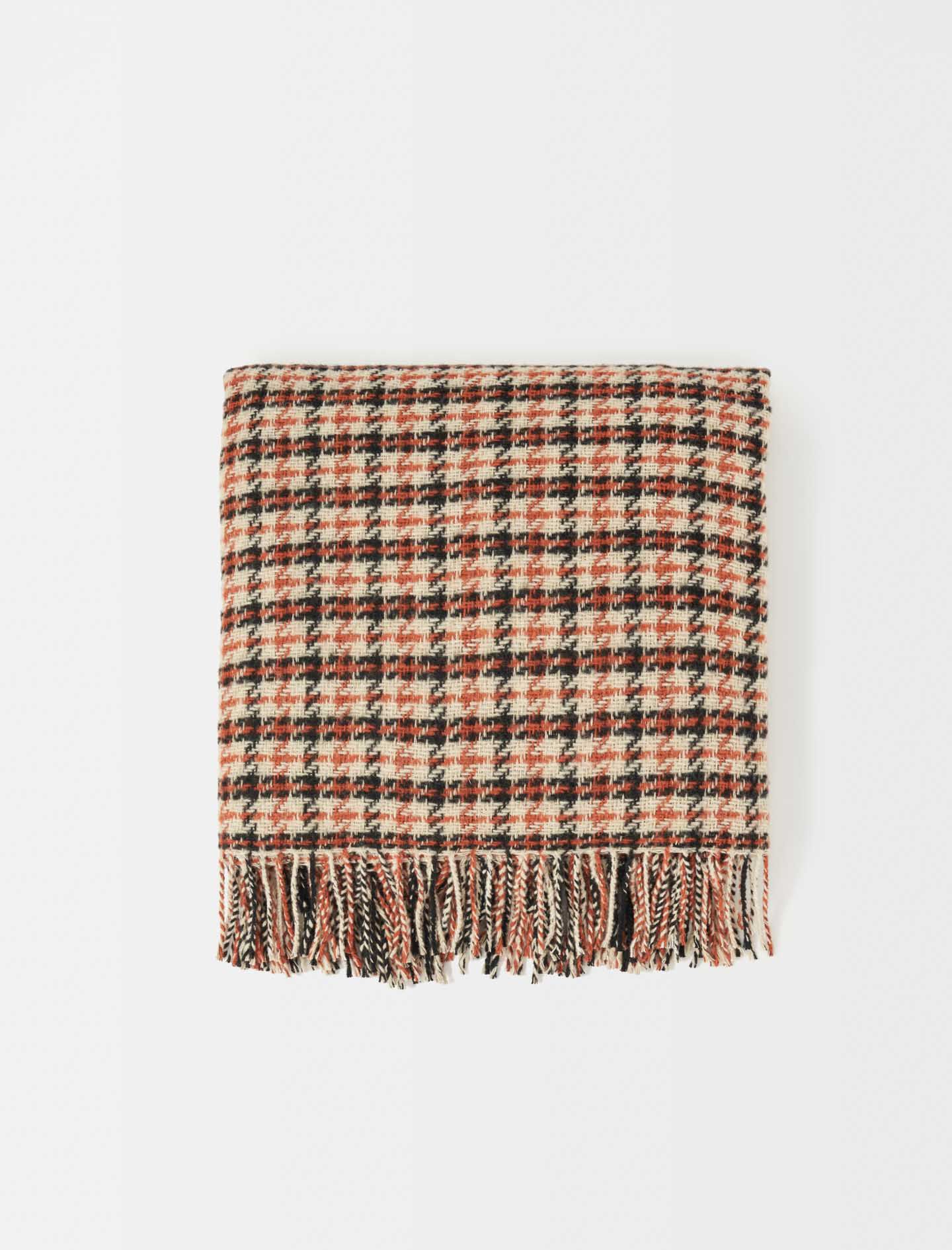 Ruudullinen hapsuponcho - ruskea