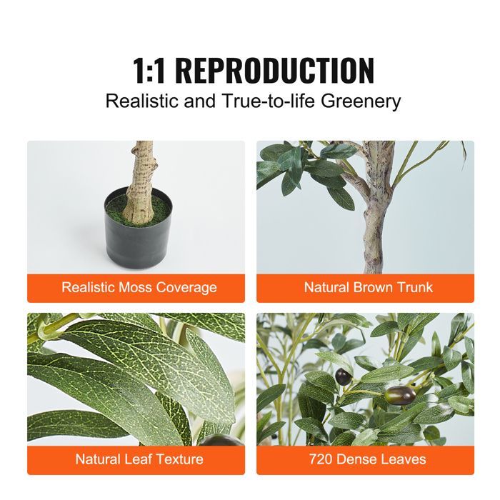 Olivier Artificiel - DUOKU - 1,5 m - Plante PE - Arbre réaliste en pot - Anti-basculement