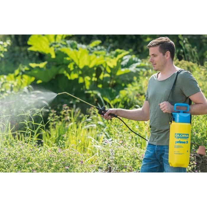 Drucksprühgerät – GLORIA – Prima 5 – 5 l – Gelb und blau – mit Messinglanze und Düse