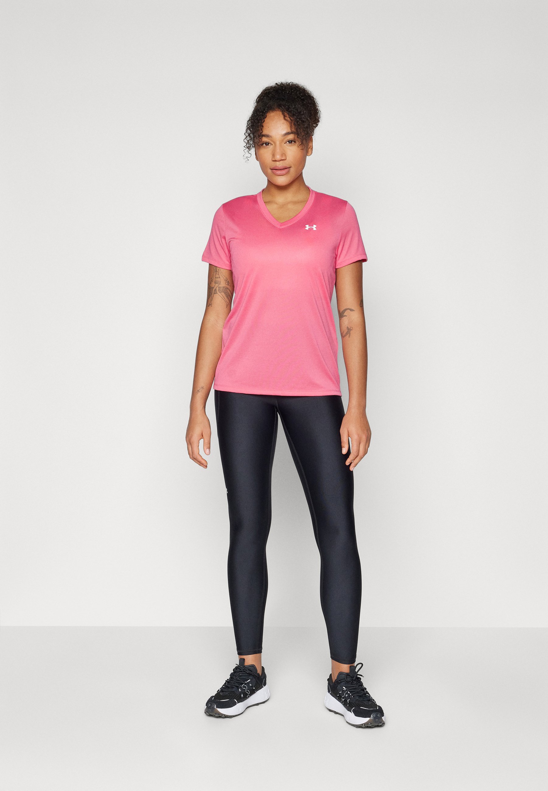 Under Armour SOLID - T-shirt sportiva - rosa acceso/bianco