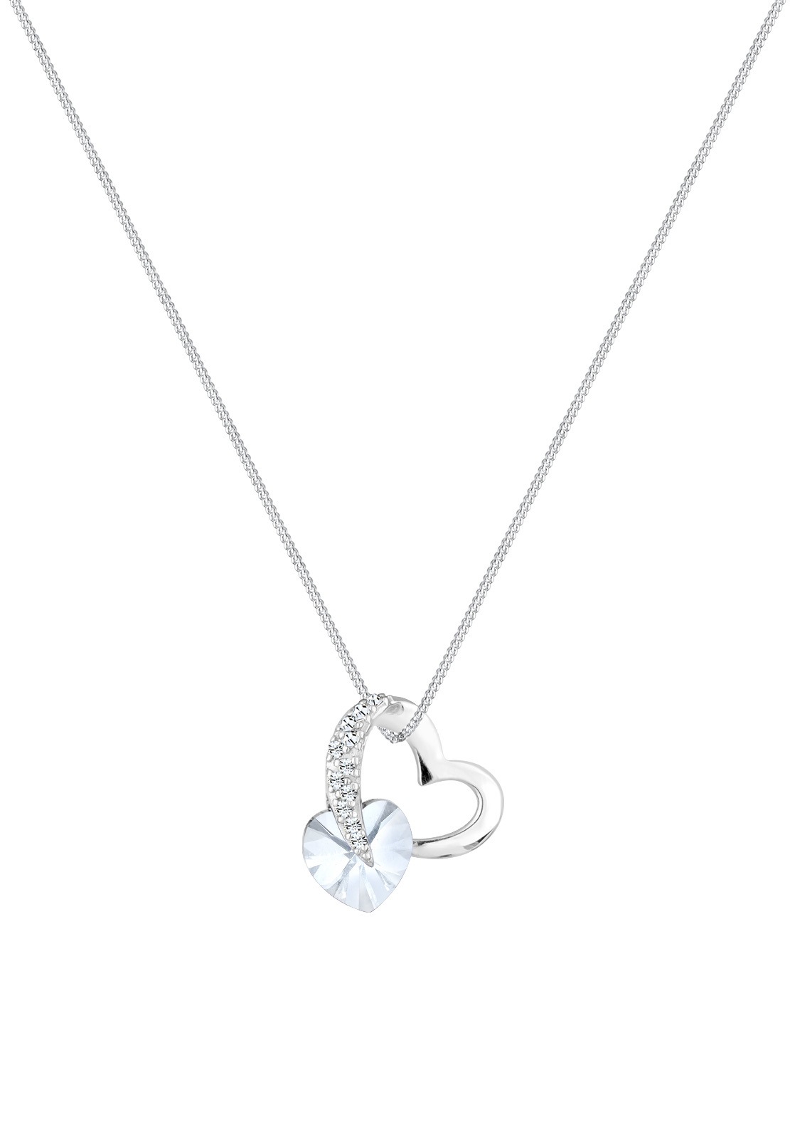 Elli Femme Coeur Glamoureux avec Cristal en Argent Sterling 925