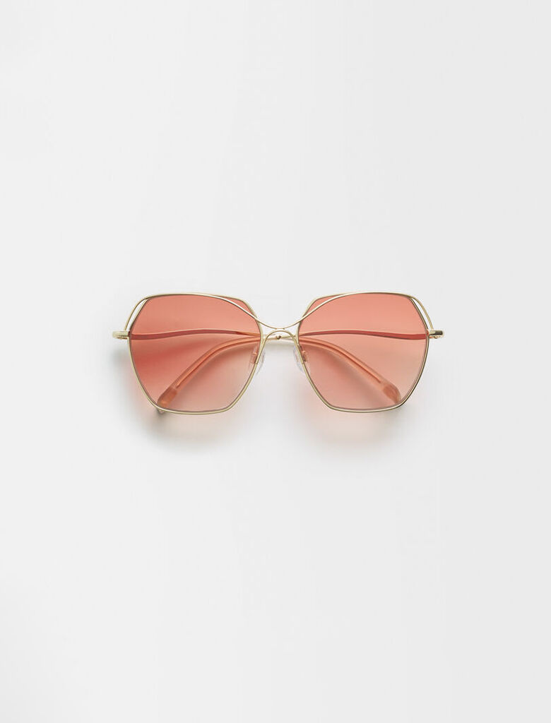 Oversized zonnebril - Nude