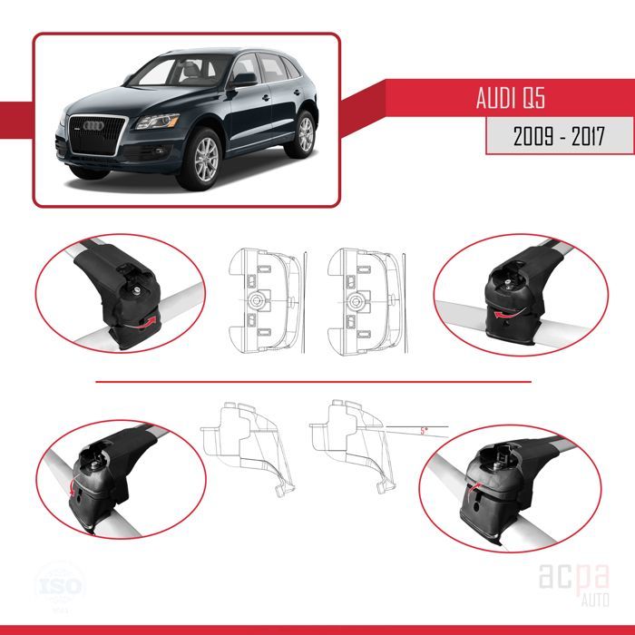 Barras de techo ACE-2 para Audi Q5 (8R) 2009-2017 - Gris