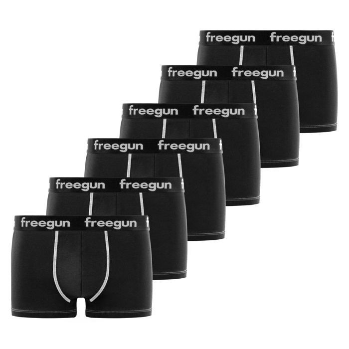 Cuecas Boxer Masculinas Freegun - Pretas (Pacote com 6)