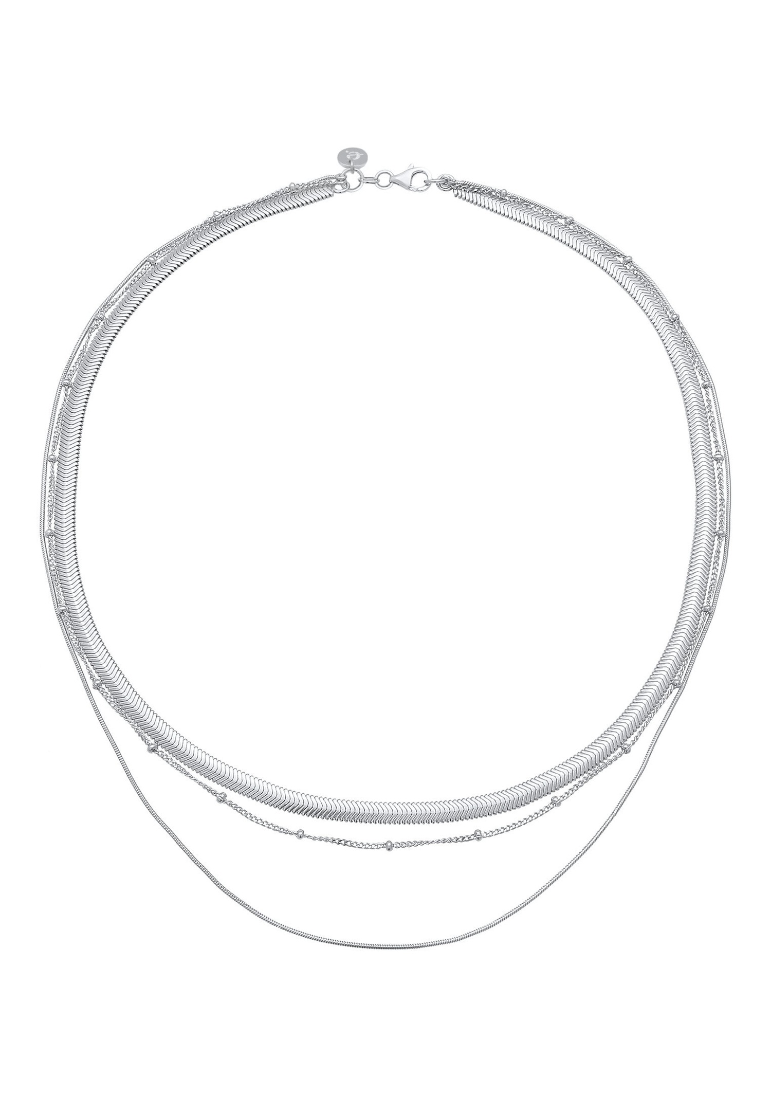 Elli PREMIUM Femme Layer Flat Round Ball Chain Trend Blogger en argent sterling 925 plaqué or