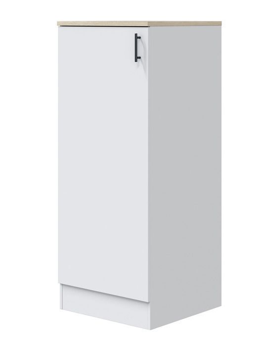 Colonne armoire de cuisine avec 1 porte coloris blanc brillant/chêne canadien