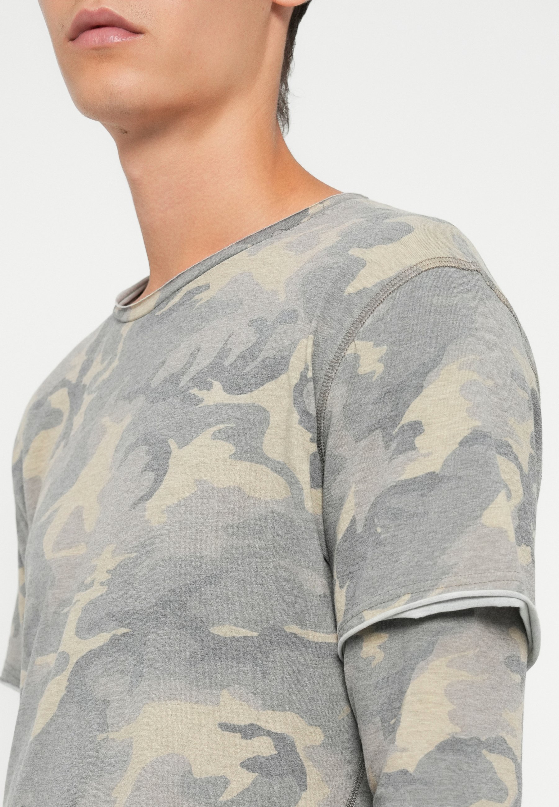 Jaded London CAMO DOUBLE LAYER LONG SLEEVE - Top s dlhým rukávom - zelený