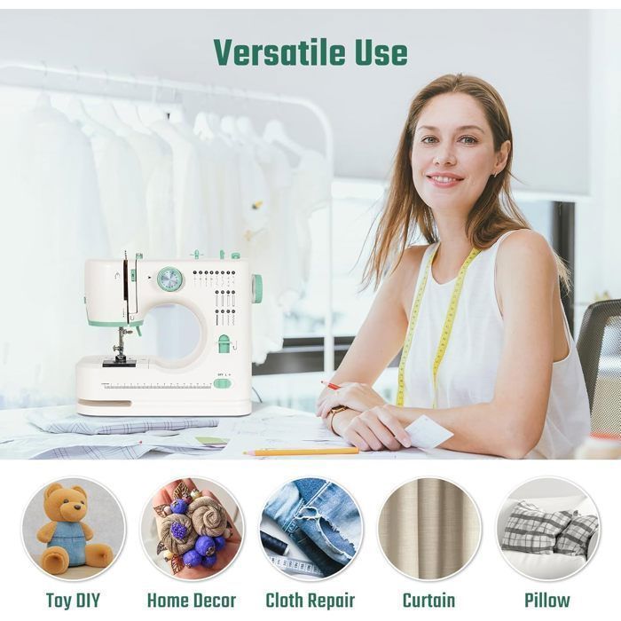 Machine à Coudre Portable Débutant avec 16 Modèles de Points Différents, avec Kit Couture et pédales, pour Débutants