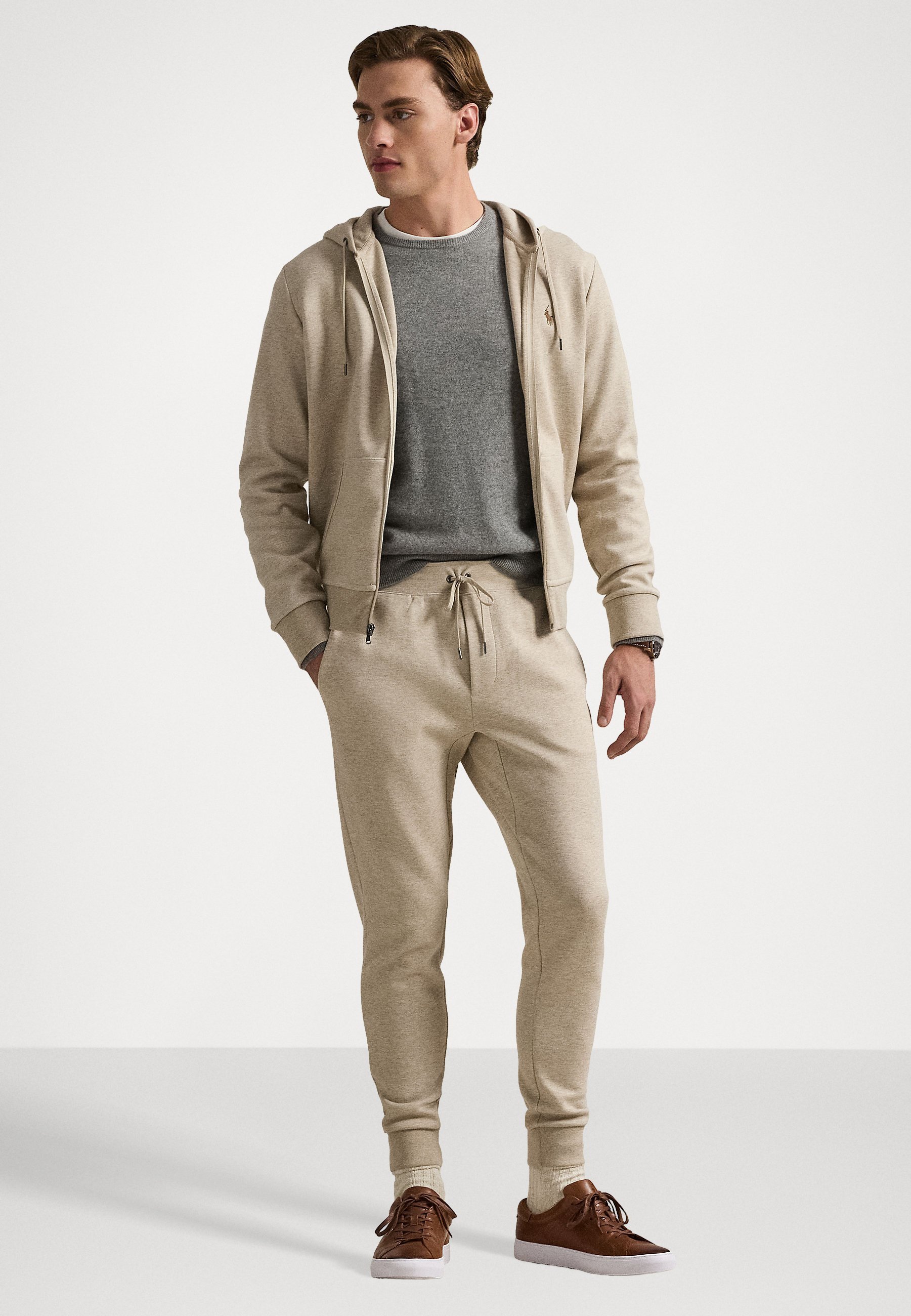 Felpa con cappuccio e zip intera Polo Ralph Lauren - Felpa con zip - beige toscano mélange