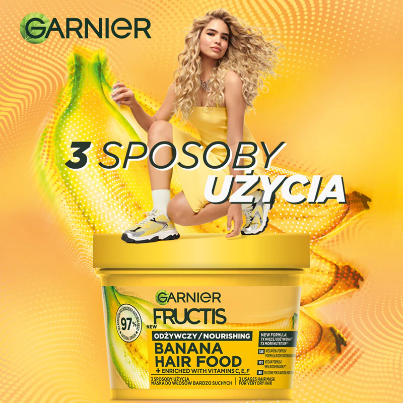 Máscara nutritiva Garnier Fructis Hair Food para cabelos secos