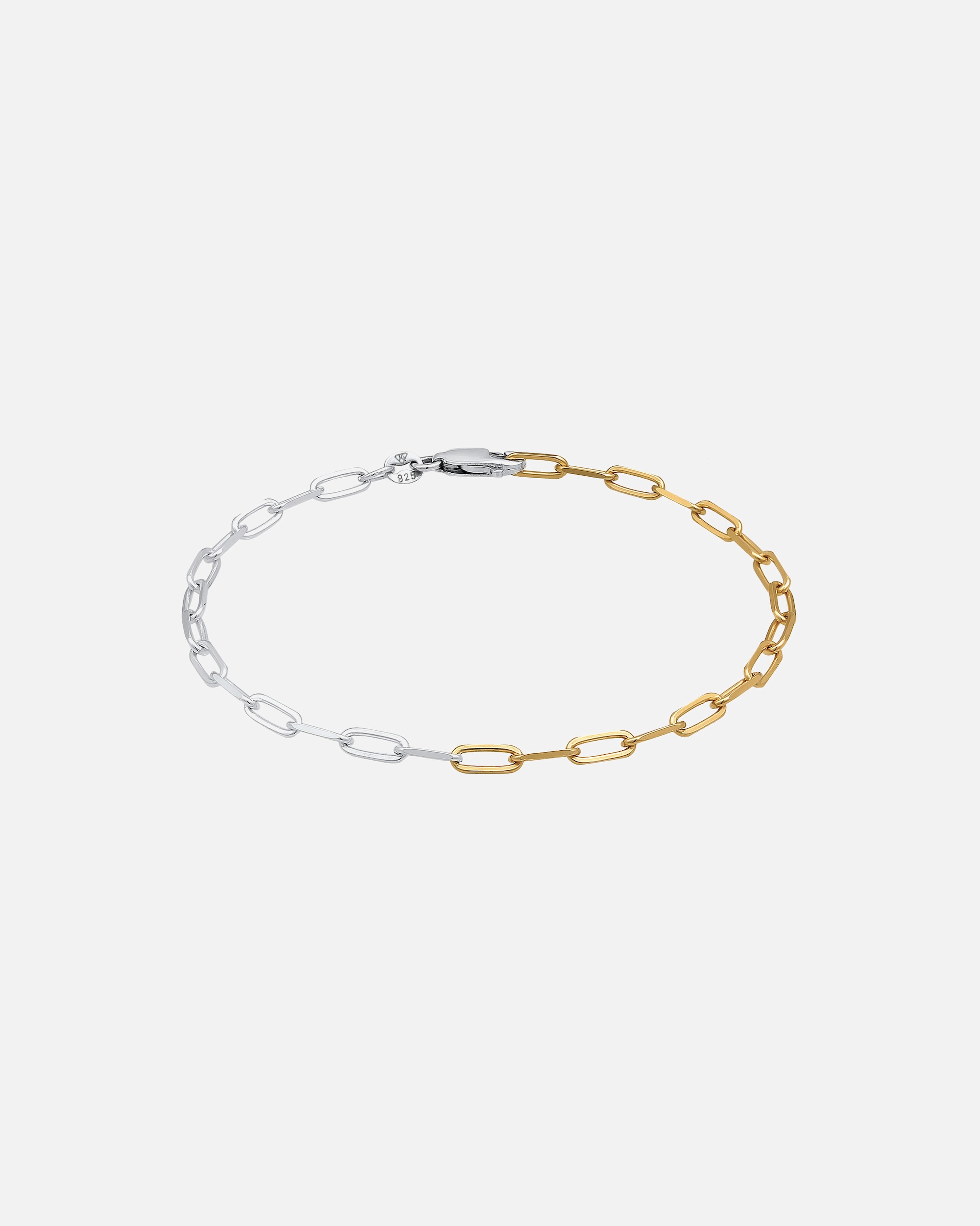 Elli Collier à maillons pour femmes - Ovale grossier de base réglable bicolore en plaqué or en argent sterling 925