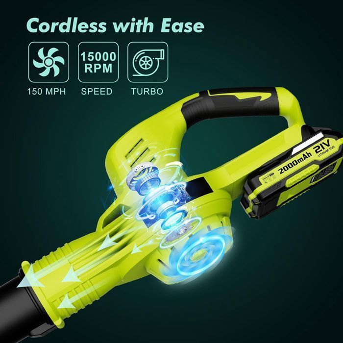 Souffleur de feuilles sans fil 3000 W - Double autonomie de batterie 21 V - Compatible avec les batteries Makita 18 V