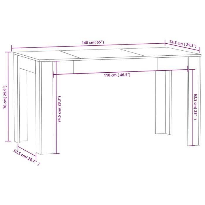 Low price - Living room/kitchen furniture - Dining table only - Concrete grey 140x74.5x76 cm Chipboard (573113381234)