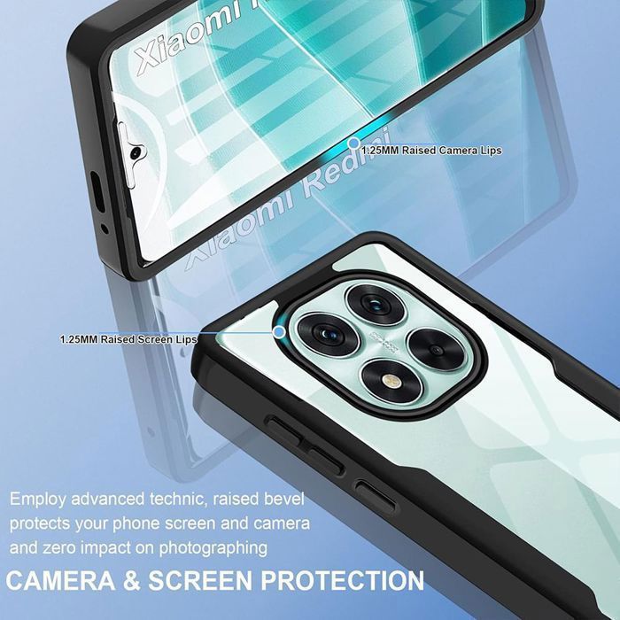 Capa para Xiaomi Redmi Note 15 5G - Proteção total para a frente e para trás - Borda preta