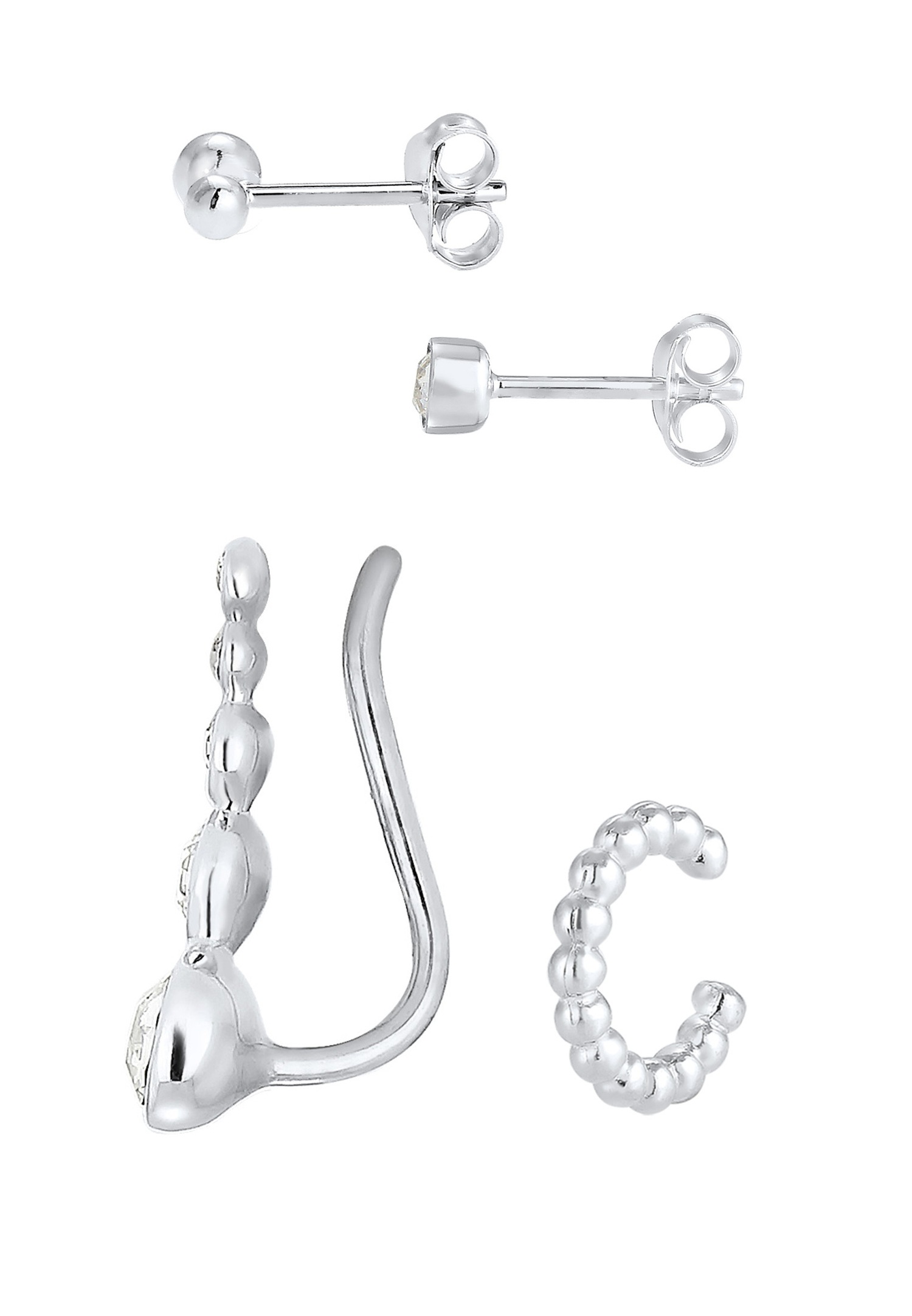 Elli Earcuff Ear Climber avec des Cristaux Boucles d'Oreilles Femme - (925/1000) Argent