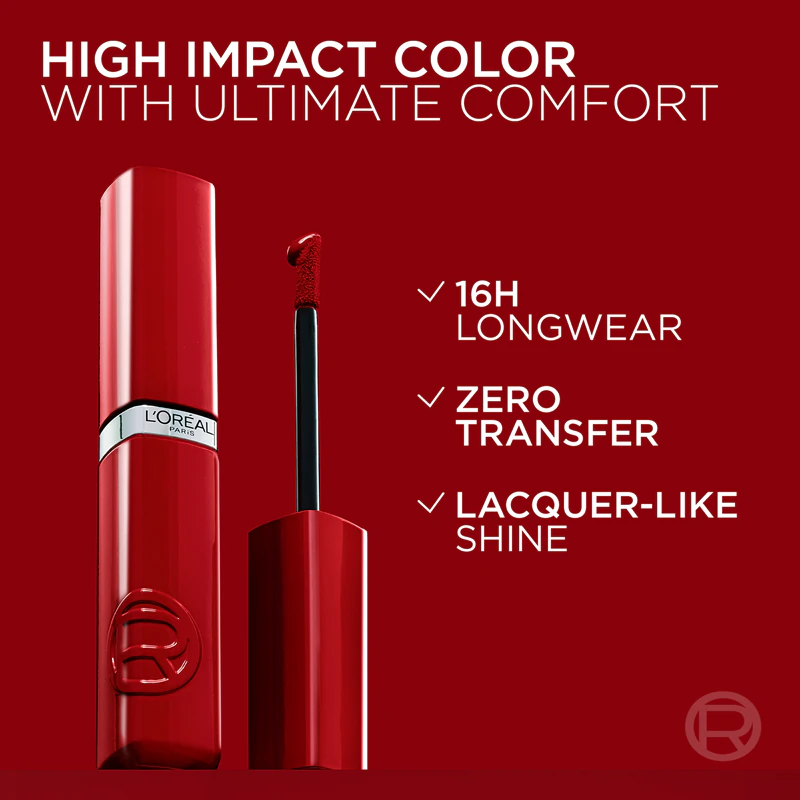 L'Oréal Paris Infaillible Laque Resistance is een langhoudende vloeibare lipstick die hydrateert en glans geeft.