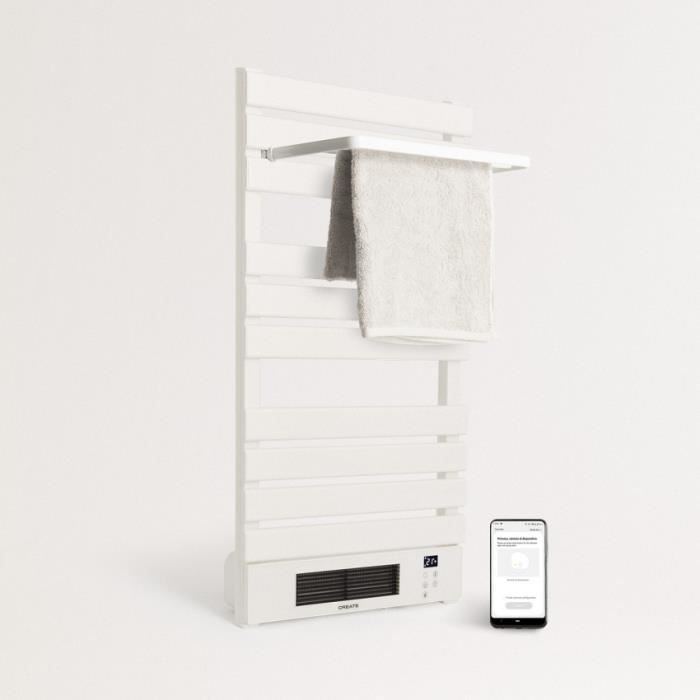 Sèche-serviettes électrique - CREATE - WARM TOWEL PRO - 500/1500W - WiFi - Aluminium Blanc