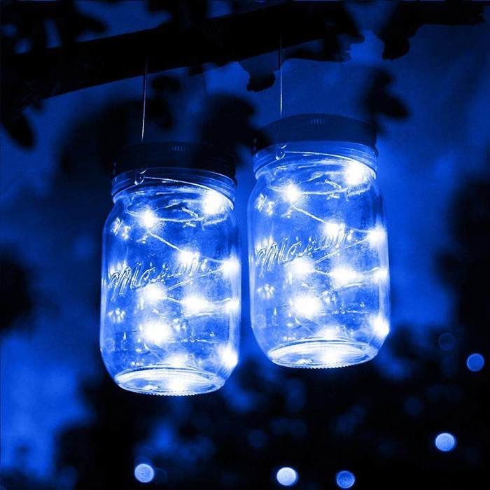 Solcellslampor för Mason-krukor, 3-pack, Trädgårdsdekoration, Solcellslampor med 20 LED-ljus, Bäst för munnen
