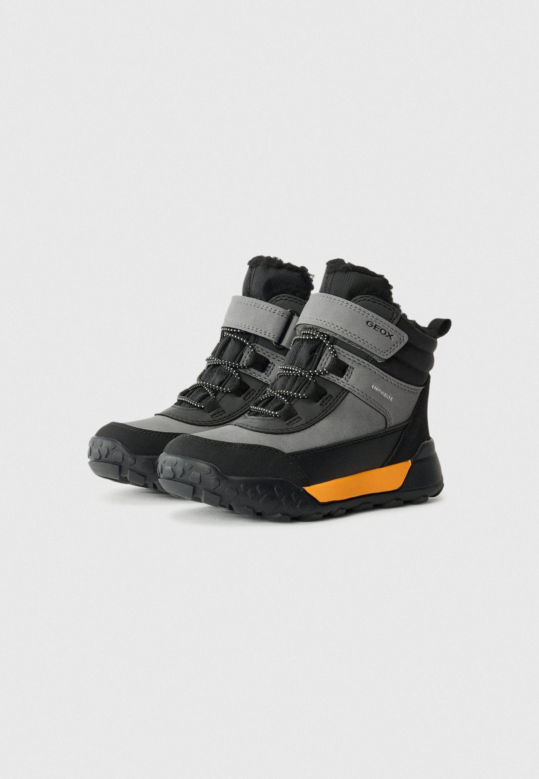 Geox TREKKYUP BOY ABX - Stivali invernali - grigio/arancione
