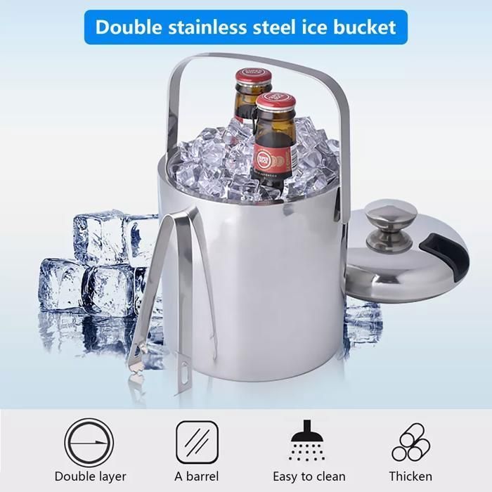 Seau à glaçon, rafraîchisseur de bouteuille, seau à glace en acier inoxydable